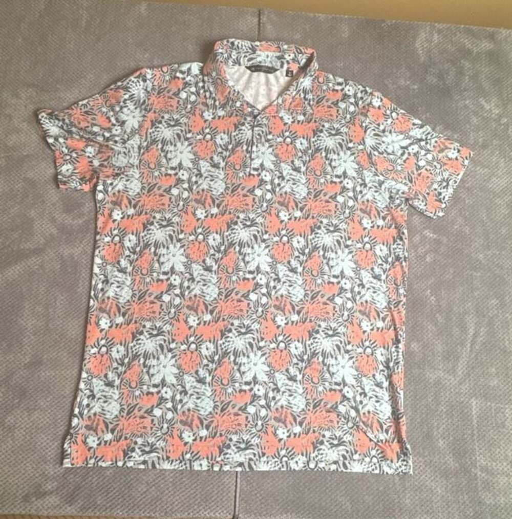 TravisMathew Featherweight Sands Tropical Floral Knit Polo Shirt Men's XL. 1210